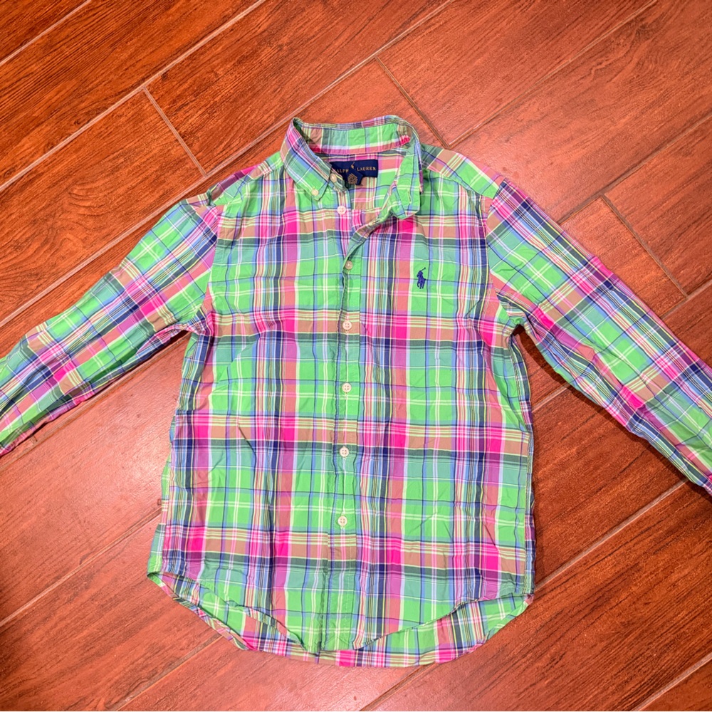 Ralph Lauren Green and Pink Plaid button down